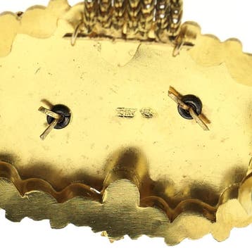 Antiek gouden oud Hollandse broche van een mutsenbel, Ophalen of Verzenden, Gebruikt, Overige kleuren, Goud