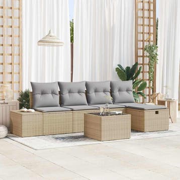 vidaXL Bankstel 5 st poly rattan, Verzenden, Nieuw, Rotan, 5 zitplaatsen