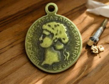Metalen bedel Munt, geel koperkleur afm.  33 mm (Bedels), Ophalen of Verzenden, Nieuw, Kraal