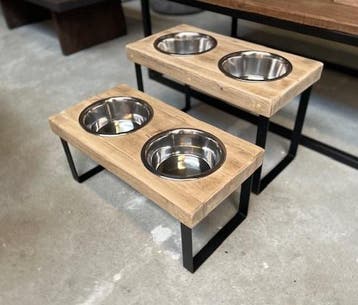 voerbak industrieel oud hout of eiken matte lak  op maat, Ophalen of Verzenden, Nieuw