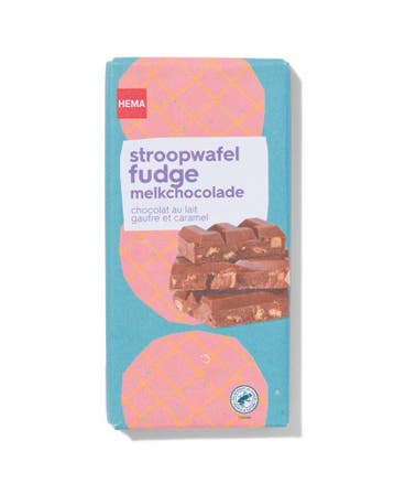HEMA Chocoladereep melk stroopwafel fudge 180gram, Verzenden, Nieuw