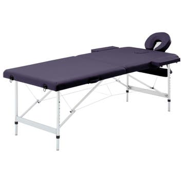 vidaXL Massagetafel inklapbaar 2 zones aluminum paars, Sport en Fitness, Verzenden, Nieuw