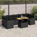 vidaXL 8-delige Loungeset met kussens poly rattan zwart, Verzenden, Nieuw, Rotan, Loungeset