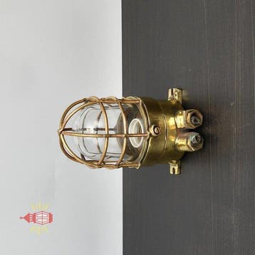 Wandlamp - Messing, Koper, Glas - Industrieel kooi-lamp