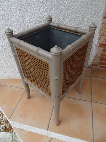 pas de signature - cache pot art déco et cannage