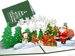 Fraaie 3D Kerstkaart Kerstman met rendieren, Verzenden, Nieuw