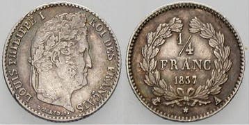 1/4 Franc 1837 A Frankreich Louis Philipp 1830-1848, Verzenden