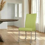 Leren eetkamerstoel Comfort met wieltjes - Hermes Lime, Huis en Inrichting, Ophalen of Verzenden, Nieuw, Leer, Modern