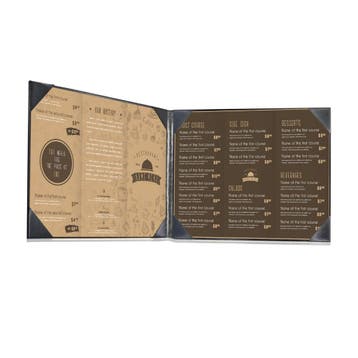 A4 Menumap voor 2 menukaarten - Liggend - Zwart