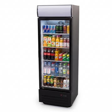 HCB Glasdeurkoeling met lichtbak - 289 liter - zwart - 230V, Verzenden, Nieuw in verpakking