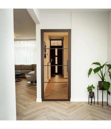 OUTLET: Stalen Binnendeur Brons 4 Vlaks 231,5x93Brons rookgl, 80 tot 100 cm, Binnendeur, Nieuw, Metaal