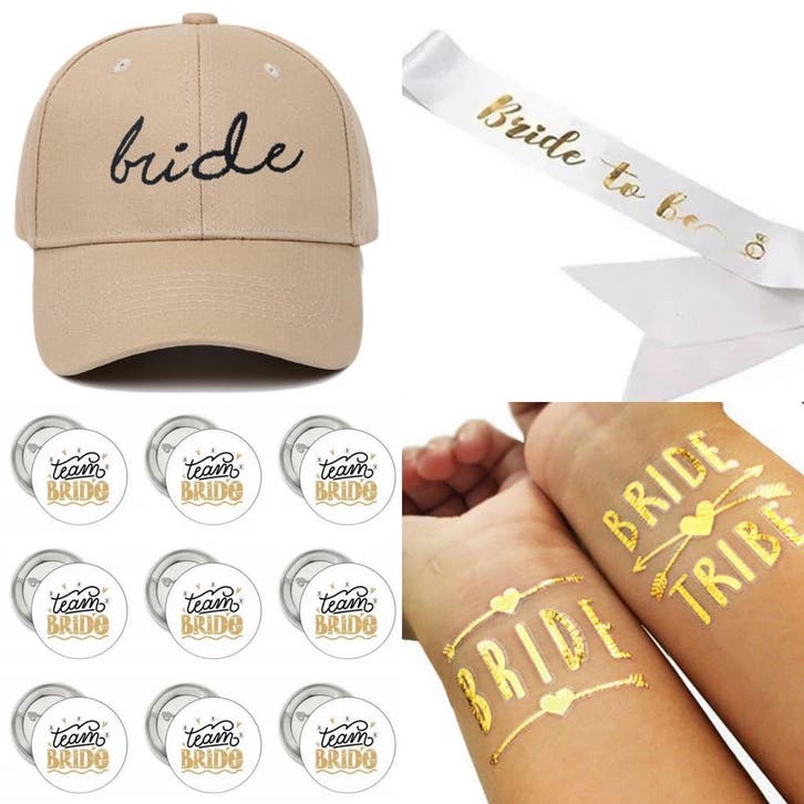 Vrijgezellenfeest set Bride to Be en Team Bride set 21-delig, Hobby en Vrije tijd, Feestartikelen, Geboorte of Huwelijk, Nieuw