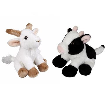 Boerderij dieren knuffels - pluche - geit en koe - 15 cm, Verzenden, Nieuw