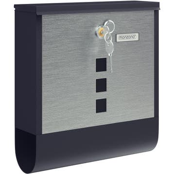 Brievenbus Zwart/Zilver Staal 30,5x10x33,5cm (Brievenbussen), Verzenden, Nieuw