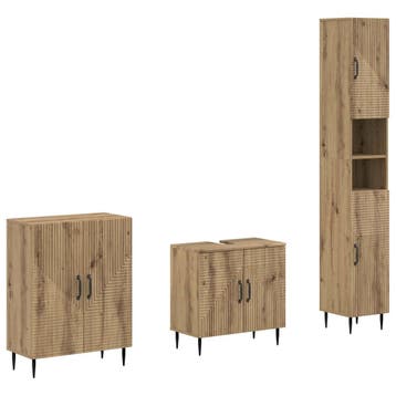 vidaXL 3-delige badkamerkast set HAARLEM Artisanaal eiken, Verzenden, Nieuw