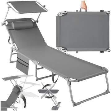 Ligbed Chloé 4-niveaus, met hoofdkussen - grijs, Tuin en Terras, Tuinsets en Loungesets, Verzenden, Nieuw