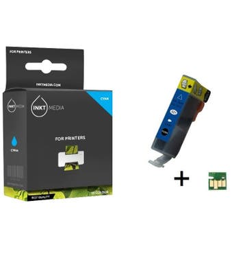 Geschikt Canon CLI-521C inktcartridge Cyaan MET CHIP, Nieuw, Cartridge, Inktmedia