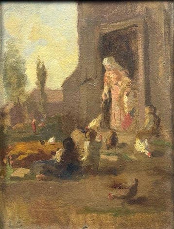 Léon Gaud (1844-1908) - Scène de ferme animée