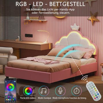 Betoverend Prinsessenbed met Kroon en LED-verlichting - Roze, Verzenden, Nieuw