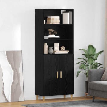 vidaXL buffetkast Zwart Eiken 69,5 x 32,5 x 180 cm Bewerkt, Minder dan 50 cm, Verzenden, Nieuw, Minder dan 100 cm