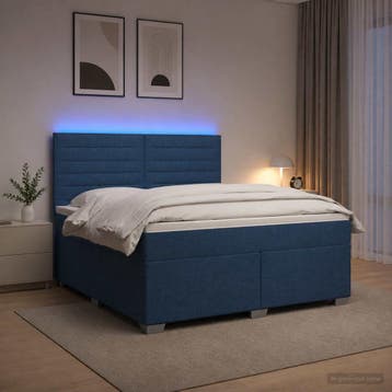 vidaXL Boxspringbed met matras met hoofdeinde Blauw 140 x, Verzenden, Nieuw, Tweepersoons, Blauw