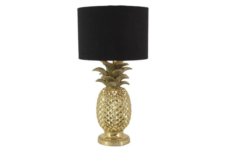 Tafellamp PINEAPPLE 50cm met kap goudzwart - 48045, Huis en Inrichting, Lampen | Tafellampen, Ophalen of Verzenden