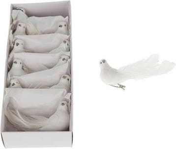 Vogel witte duiven op clip 12 stuks, Ophalen of Verzenden, Nieuw