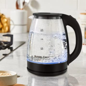 Waterkoker Glas 1,7 liter RVS, Nieuw