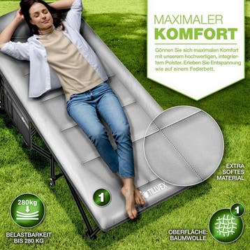 Veldbed - 1 Persoons - Kampeerbed - Stretcher - Grijs - 210, Verzenden, Zo goed als nieuw
