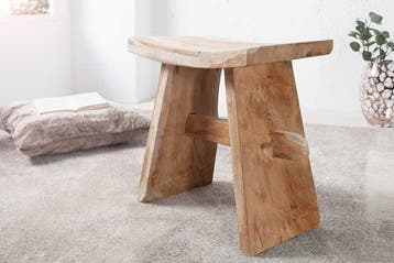 Massieve kruk ZEN 40cm teakhouten bijzettafel - 18672, Huis en Inrichting, Banken | Voetenbanken en Poefen, Ophalen of Verzenden