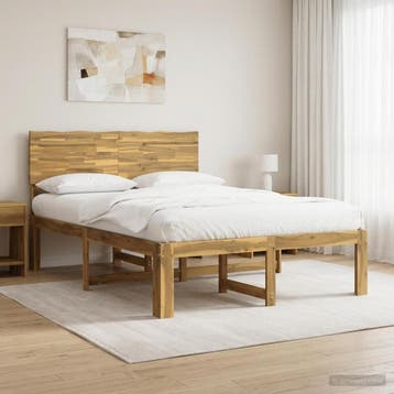 vidaXL Tweepersoonsbed met hoofdeinde ROSTOCK Wit 135 x 190, Verzenden, Wit, Nieuw, Twijfelaar