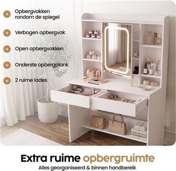 2dekans | Infinity Goods Kaptafel met LED Spiegel - Make Up, Ophalen of Verzenden, Zo goed als nieuw
