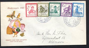 Nederland 1950 - Kinderzegels op FDC- Gratis verzending, Gestempeld
