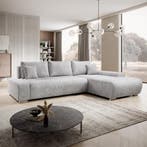 Sofa Iseo - Rechts - Met slaapfunctie - Lichtgrijs, Verzenden, Nieuw