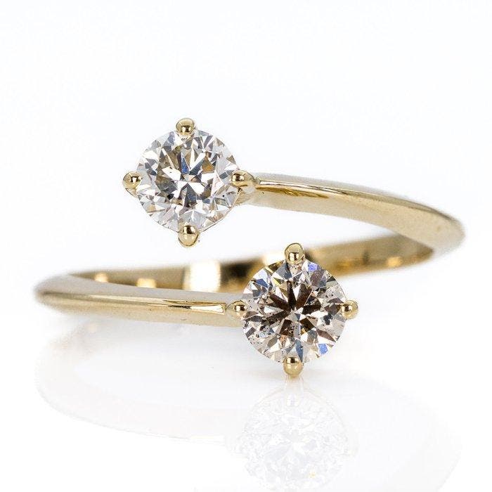 Zonder minimumprijs - Ring - 14 karaat Geel goud - 1.00ct., Sieraden, Tassen en Uiterlijk, Ringen