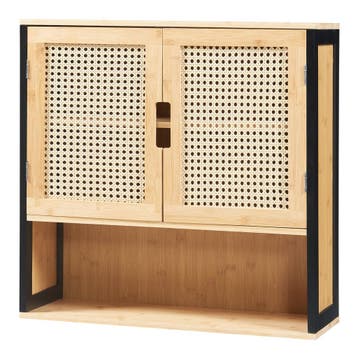 Badkamerkast Tervola zwevend 60x60x20 cm zwart naturel en ro, Verzenden, Nieuw