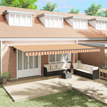 vidaXL Uitschuifbare luifel Geel en Oranje 600 × 300 cm, Verzenden, Nieuw