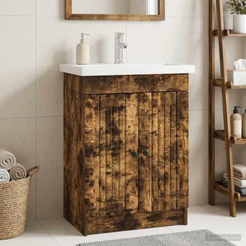 vidaXL Badkamer onder wastafel kast Gerookt eiken 78,5 x, Verzenden, Nieuw