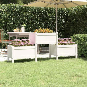vidaXL Plantenbak 178,5x44x75 cm massief grenenhout wit, Verzenden, Minder dan 60 cm, Nieuw, 60 cm of meer