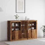 vidaXL LED Sideboard Oudhout 162 x 37 x 100 cm Bewerkt hout, Huis en Inrichting, Kasten | Buffetkasten, Minder dan 50 cm, Verzenden