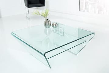 Moderne glazen salontafel FANTOME 70cm trapeziumvormig met, Ophalen of Verzenden, Nieuw