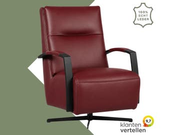 Leren draaifauteuil Award - Massif Rubino (donkerrood) -, Nieuw, Ophalen of Verzenden, 50 tot 75 cm, Industrieel, Modern
