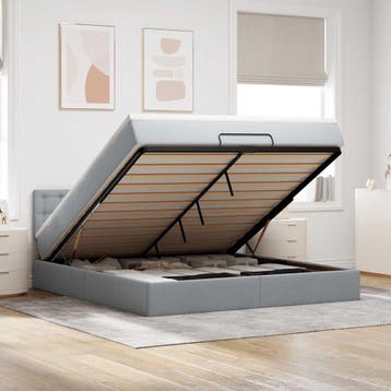 vidaXL Bed poef met matras en LEDs 180x200 cm stof, Eenpersoons, Verzenden, Nieuw, 80 cm
