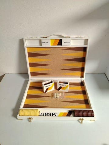 Schaakspel - Backgammon - Merit - Vintage - 1970s - Hout