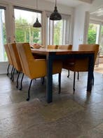 Set van 6 leren eetkamerstoelen - met armleuning en, Ophalen of Verzenden, Nieuw, Leer