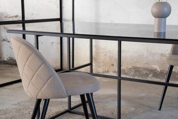 Eettafel - Gabriella - 200x90 cm - Zwart - Glas - Jörn, Verzenden, Nieuw