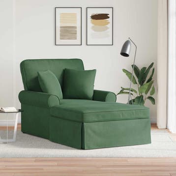 vidaXL Chaise Lounge met Rok 3 st Jungle Groen Katoen Stof, Verzenden, Nieuw