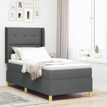 vidaXL Boxspringbed met LED-stripverlichting Grijs 80 x 200, Verzenden, Nieuw, Grijs, Stof
