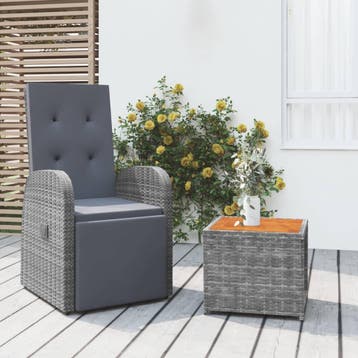 vidaXL 2-delige Loungeset poly rattan en massief acaciahout, Tuin en Terras, Verzenden, Nieuw, Loungeset