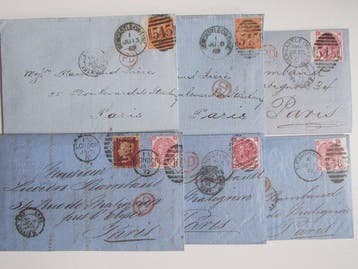 Verenigd Koninkrijk 1869/1872 - Zes Poststukken Met, Gestempeld